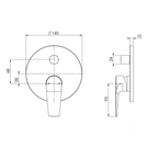 Technical Drawing: Arlo Shower / Bath Diverter Mixer Trim Kit Only Chrome Phoenix Builders Range