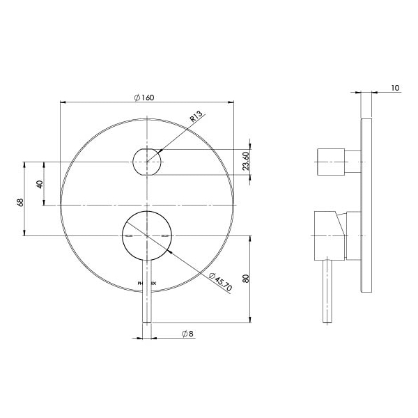 Pina Shower / Bath Diverter Mixer Trim Kit Only Matte Black Phoenix Builders Range