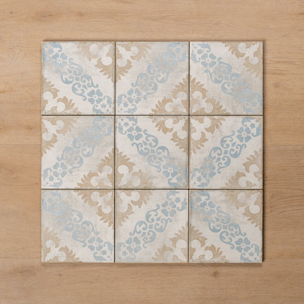 Valencia Retro Decor Matt P4 Cushioned Edge Porcelain Tile 150x150mm Straight Pattern - The Blue Space