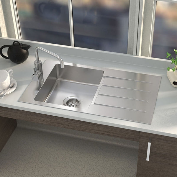 Caroma Evolution Care Single End Bowl Overmount Stainless Steel Sink