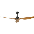 Brilliant Bahama 52" 132cm Ceiling Fan - Black with Maple Timber finish - The Blue Space