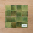 Sicily Giada Green Gloss Cushioned Edge Porcelain Tile 100x100mm Straight Pattern - The Blue Space