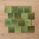 Sicily Giada Green Gloss Cushioned Edge Porcelain Tile 100x100mm Offset Pattern - The Blue Space