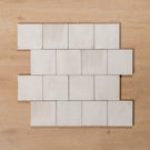 Sicily Bianco White Gloss Cushioned Edge Porcelain Tile 100x100mm Offset Pattern - The Blue Space