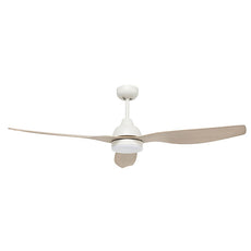 Brilliant Bahama Smart 52" 132cm DC Ceiling Fan with 18W LED CCT Light - White with Whitewashed Timber finish - The Blue Space
