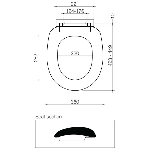 Caroma Profile Standard Seat Plastic Hinge