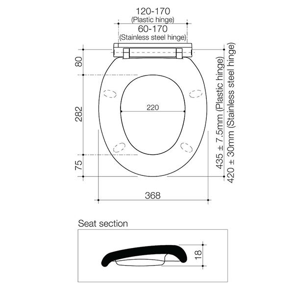 Technical Drawing - Caroma Trident Toilet Seat