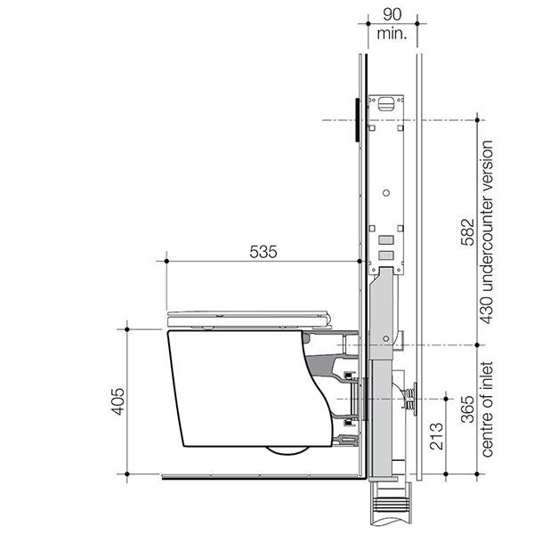 Technical Drawing - Caroma Liano Cleanflush Wall Hung Invisi Series II Toilet Suite