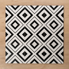 Henley Geometric Black Matt Rectified Porcelain Tile 200x200mm Straight Pattern - The Blue Space