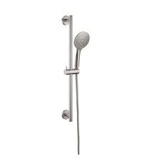 Nero Rain Shower Rail With Push Button Shower Brushed Nickel | The Blue Space