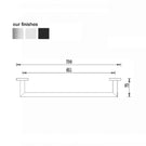 Nero Dolce Single Towel Rail 700mm Technical Drawing - The Blue Space