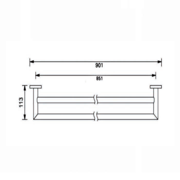 Technical Drawing: Nero Dolce 900mm Double Towel Rail Chrome