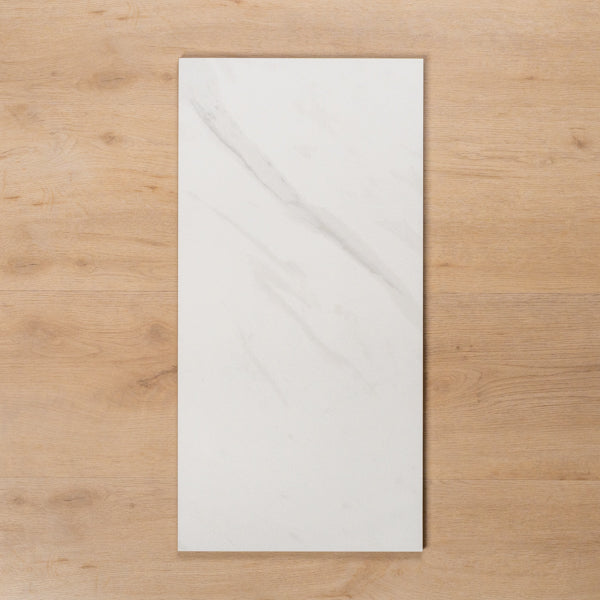 Perisher White Marble Matt Rectified Porcelain Tile 300x600mm - The Blue Space
