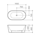 Clark Round Freestanding Bath 1400mm - dimensions