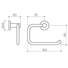 Clark Round Toilet Roll Holder Chrome Technical Drawing - The Blue Space