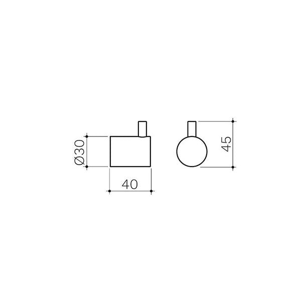 Technical Drawing: Clark Round Robe Hook 40mm