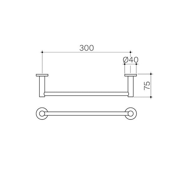 Clark Round Single Towel Rail 300mm - Matte Black