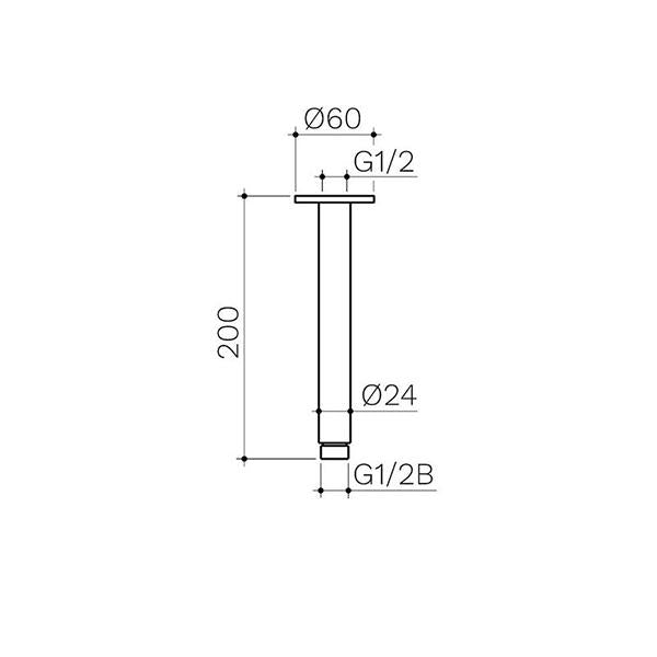 Clark Ceiling Shower Arm 200mm - Matte Black