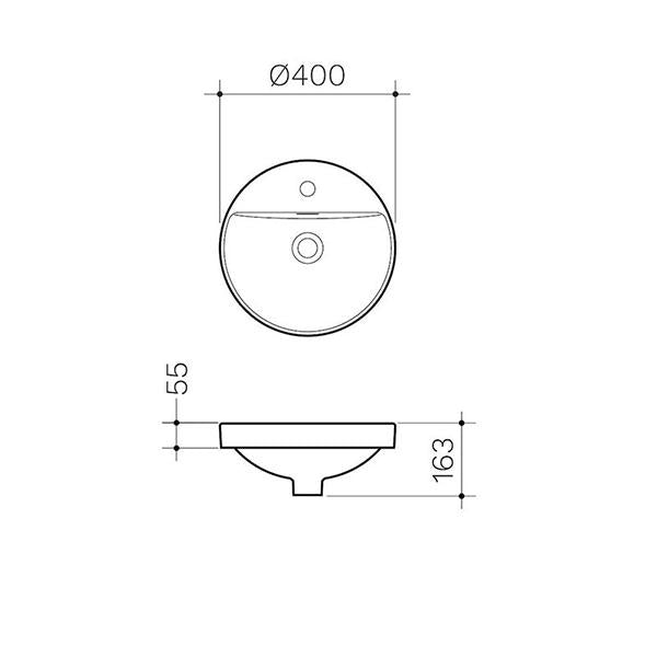 Clark Round Inset Basin with Tap Landing 400mm