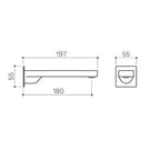 Clark Square Wall Basin/Bath Outlet 180mm - Chrome - Line Drawings