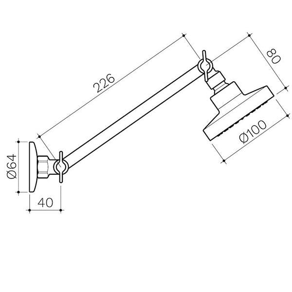 Clark Round Basic Adjustable Shower - Chrome dimensions