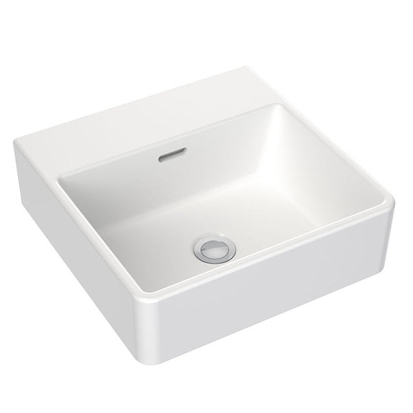 Clark Square Wall Basin 400mm No Tapholes with overflow - The Blue Space