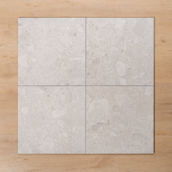 Southside White Terrazzo Matt P3 Porcelain Tile 300x300mm Straight Pattern - The Blue Space