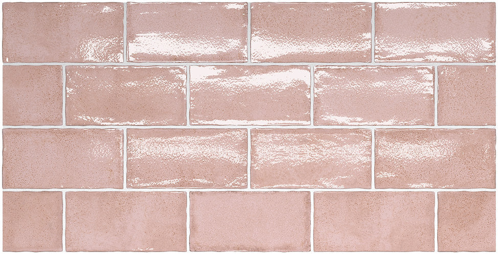 Pink Dianna Hand Made Subway Tile 75 x 150 x 9mm Spanish Ceramic