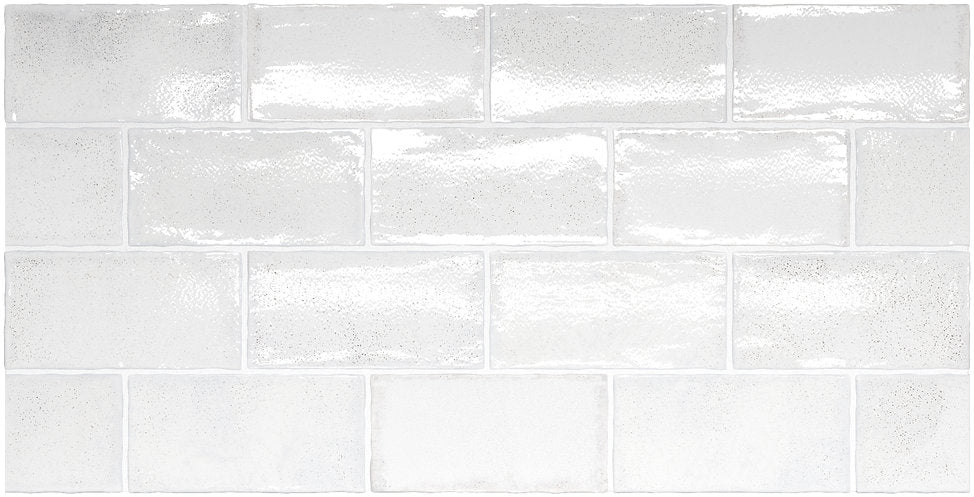 White Dianna Hand Made Subway Tile 75 x 150 x 9mm Spanish Ceramic