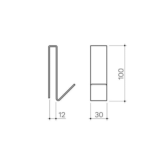 Clark Square Shower Screen Hook Matte Black Technical Drawing - The Blue Space