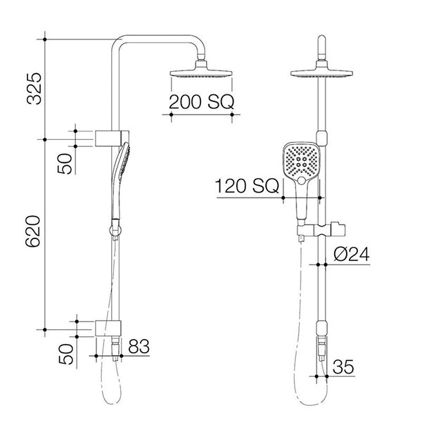 Caroma Luna Shower on Rail Chrome