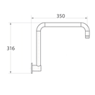 Technical Drawing - Fienza Round Fixed Gooseneck Shower Arm