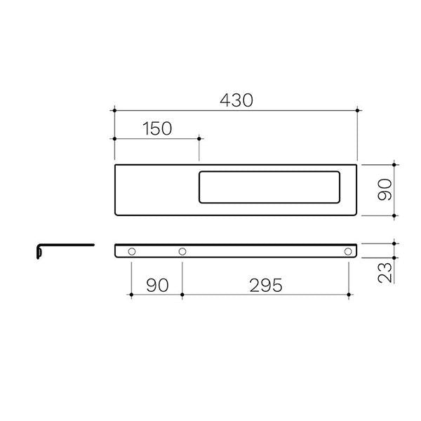 Clark Square Hand Towel Rail Technical Drawing Matte Black - The Blue Space