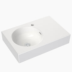 Clark Round Wall Basin Right Hand Shelf 600mm One Taphole - The Blue Space