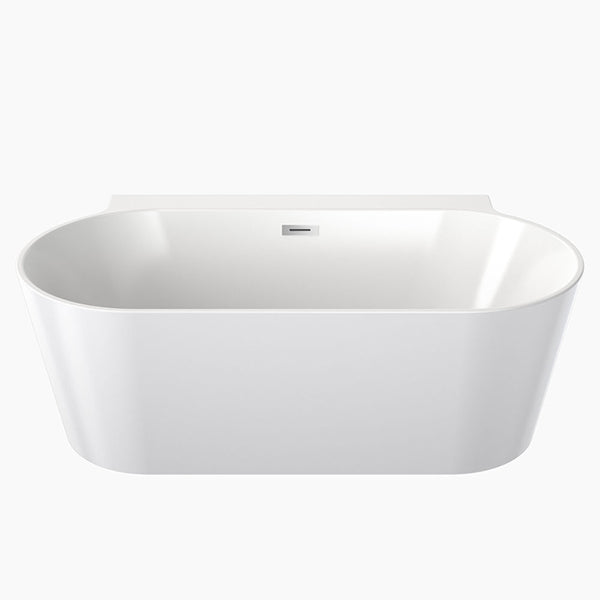 Clark Round Back To Wall Freestanding Bath 1600mm with overflow - The Blue Space
