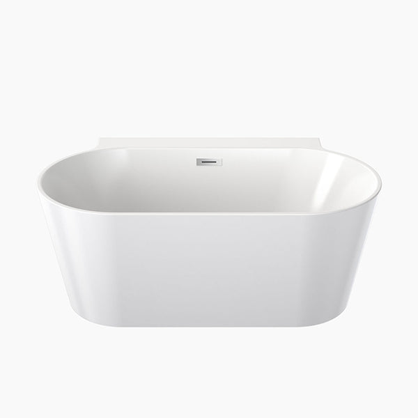 Clark Round Back To Wall Freestanding Bath 1400mm - The Blue Space with overflow