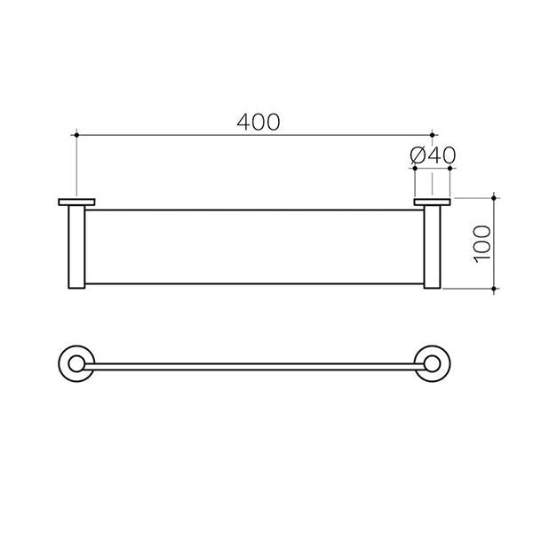 Technical Drawing: Clark Round Metal Shelf 400mm