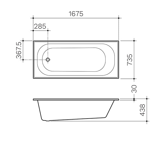 Clark Round Bath 1675mm dimensions