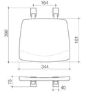 Caroma Opal Folding Shower Seat Technical Drawing- White