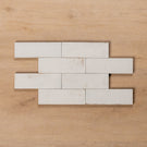 Sicily Bianco White Gloss Cushioned Edge Porcelain Tile 50x150mm Brick Pattern - The Blue Space