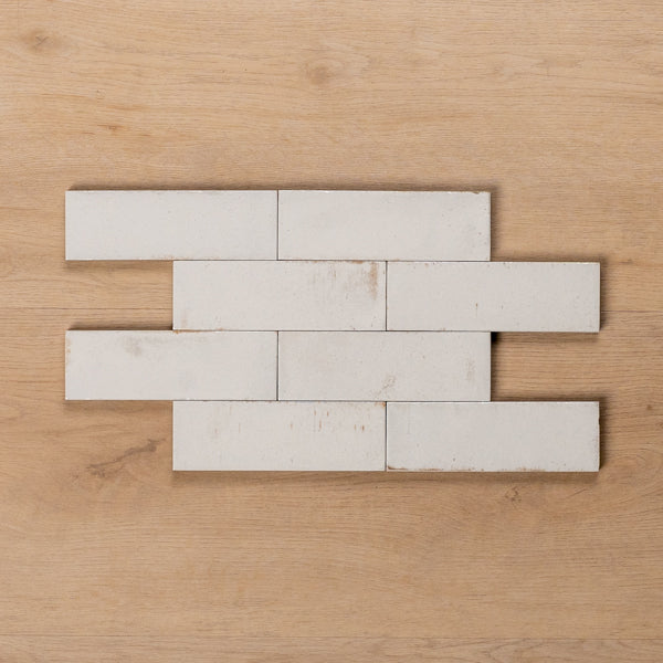 Sicily Bianco White Gloss Cushioned Edge Porcelain Tile 50x150mm Brick Pattern - The Blue Space