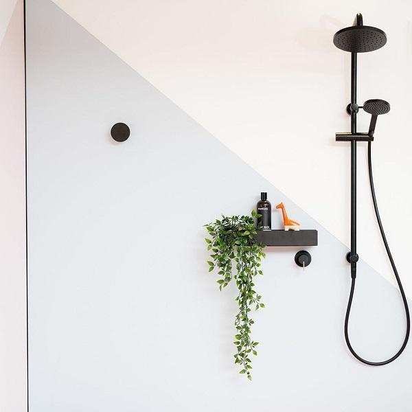Clark Round Rail Shower with Overhead - Matte Black The Blue Space
