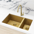 Meir Double Bowl PVD Kitchen Sink 670mm - Brushed Bronze Gold  - The Blue Space