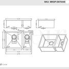 Meir Single Bowl PVD Kitchen Sink 670mm - Gunmetal Black Dimensions - The Blue Space