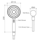 Technical Drawing: Caroma Opal Support VJet Shower Head