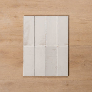 Sicily Bianco White Gloss Bejmat Cushioned Edge Porcelain Tile 75x200mm