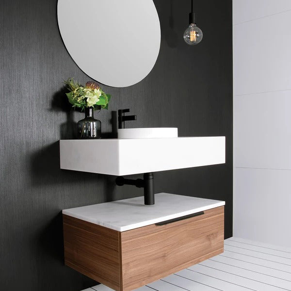 ADP Michel Vanity Online at The Blue Space | Black Bathroom Wall with White Floor