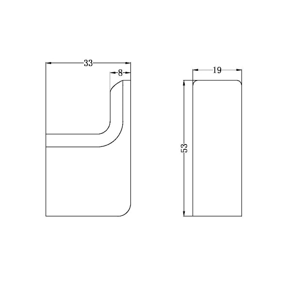 Technical Drawing: Nero Pearl Robe Hook Chrome