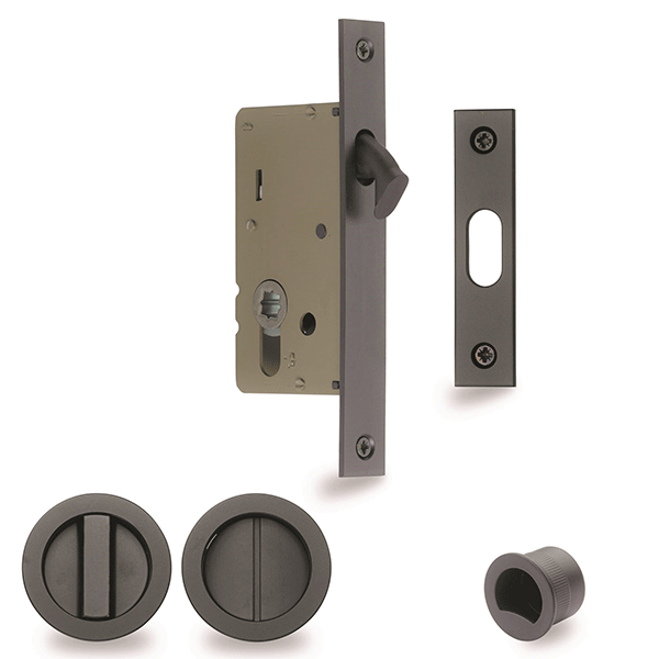 Zanda Visca Cavity Slider Door Handle Privacy Door Handle Set Graphite Nickel