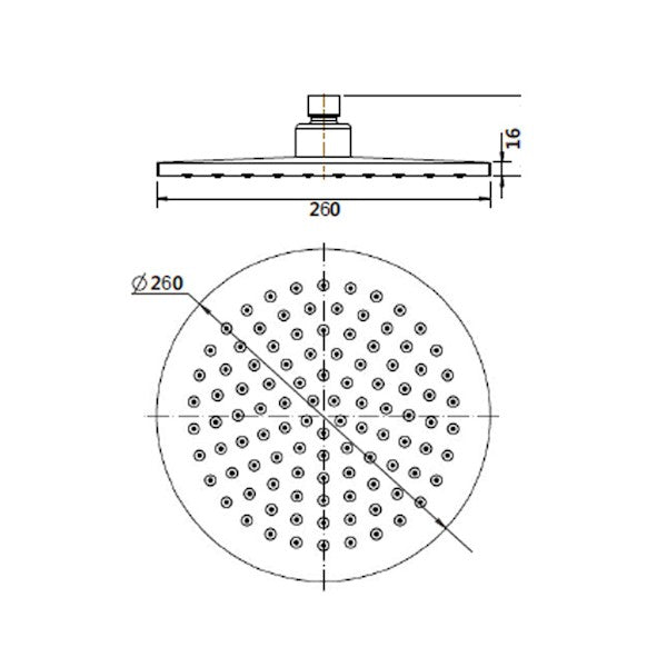 Technical Drawing: Shower Head Round Chrome